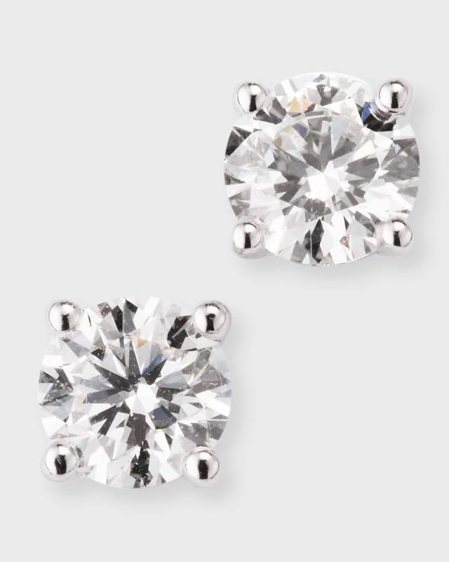 Lab Gown Diamond 18K White Gold Stud Earrings, 1.0tcw